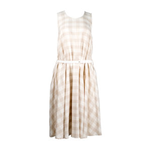 2192-0741-00 Checkered Midi Beige Dress