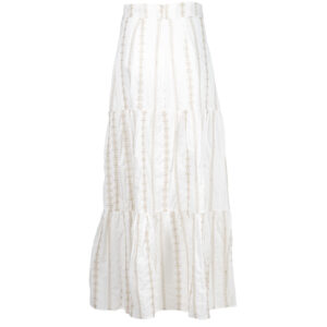 2011005-01 Ruffled Broderie White Maxi Skirt