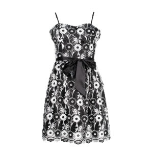 CFC0072829003-00 Embroidered Black And White Floral Dress