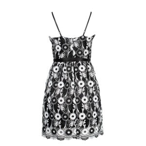 CFC0072829003-01 Embroidered Black And White Floral Dress