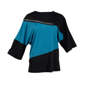X20-150-00 Blue And Black Asymmetric Shirt