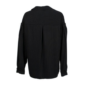 598059-01 Black Striped Bottonless Shirt With Print