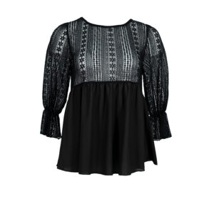 X20-180-00 Black Lace Shirt With Peplum