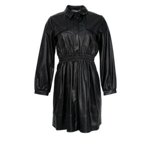 CFC0099582003-00 Faux-Leather Black Waisted Dress