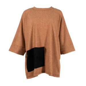X20-315-00 Oversized Brown Knit Sweater With Pocket