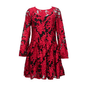 1182-0722-00 Red Velour Loose-Fit Mini Dress
