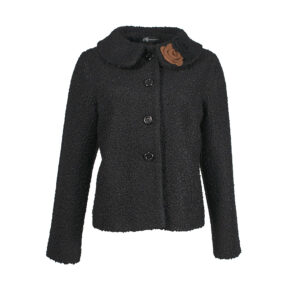 203520_BLK-00 Black Boucle Jacket With Flowers
