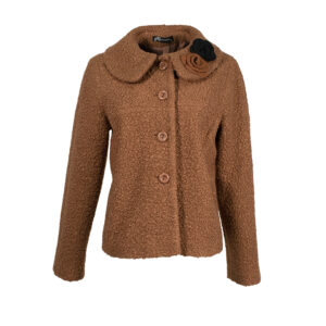 203520_BRW-00 Brown Boucle Jacket With Flowers