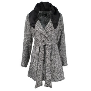 417049-00 Grey Coat With Round Black Collar
