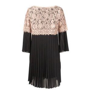 CFC0094421003-01 Black Pleated Dress With Beige Lace Top
