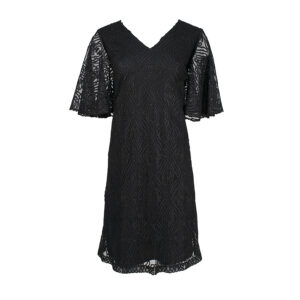 535023-00 Black Textured Midi Dress