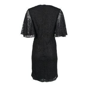 535023-01 Black Textured Midi Dress
