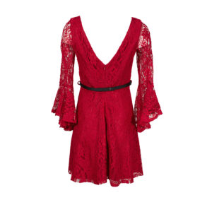 535057-01 Red Lace Mini Dress With V-Back