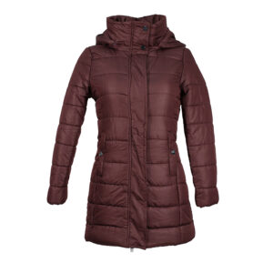 F786YAIAKAR018_RED-00 Red Quilted Coat With Hood