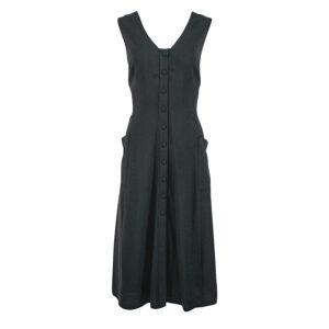 072.50.01.070_BLK-00 Pleated Back Black Midi Dress