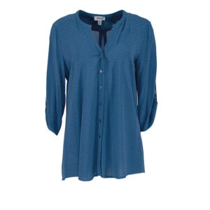 072.80.01.020-00 V-Neck Loose-Fit Blue Shirt