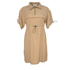 E.11.1403-00 Brown Mini Dress With Drawstrings