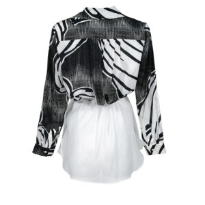 072.80.01.083-01 Black And White Long Double Shirt