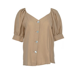 211-408-00 V-Neck Asymmetric Brown Shirt