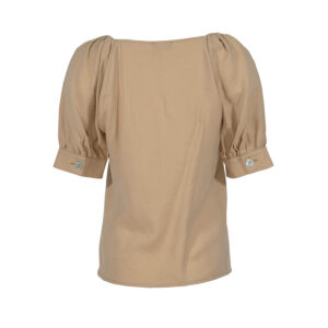 211-408-01 V-Neck Asymmetric Brown Shirt