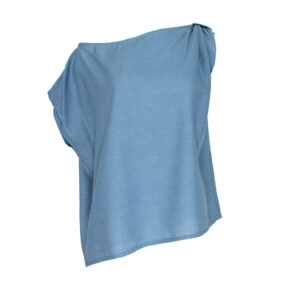 322521_BLU-00 Asymmetric Draped Blue Shirt