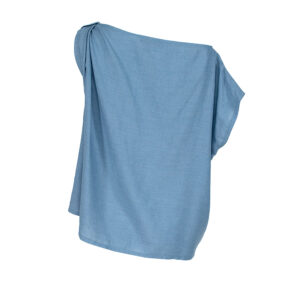 322521_BLU-01 Asymmetric Draped Blue Shirt