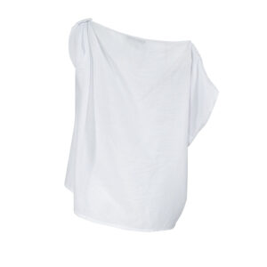 322521_WHT-01 Asymmetric Draped White Shirt