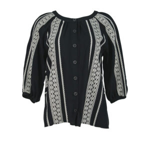 E.11.1305-00 Black Shirt With Embroidered Detail