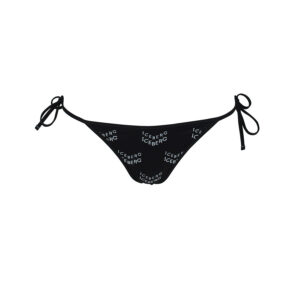 ICE1WBT14-00 Black Bikini Slip With Tie Straps And Logo