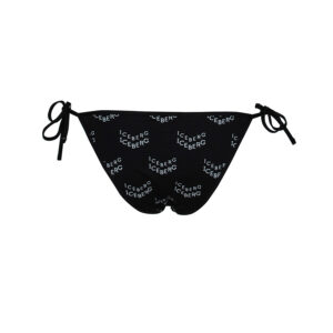 ICE1WBT14-01 Black Bikini Slip With Tie Straps And Logo