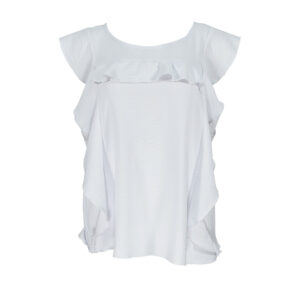 K21-190_WHT-00 White Shirt With Ruffles