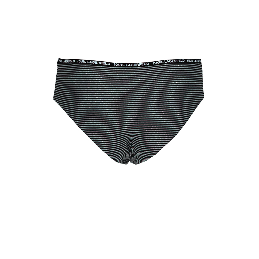 KL21WBT04-01 Black-Silver Striped Bikini Slip