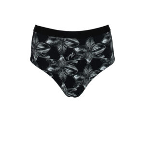 KL21WBT15-00 High-Waist Black Floral Bikini Slip