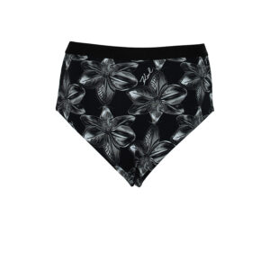KL21WBT15-01 High-Waist Black Floral Bikini Slip