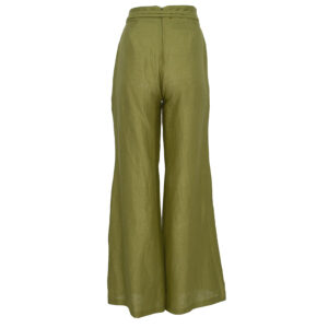 2103021-01 Olive Linen Flared Pants