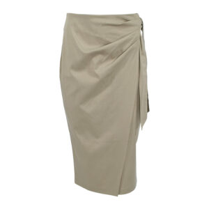 211-650-00 Beige Wrap-Style Midi Skirt