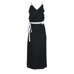 309021-00 Black Wrap Dress With White Belt