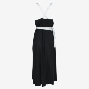 309021-01 Black Wrap Dress With White Belt