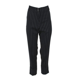 542001-00 High-Waist Black Striped Pants