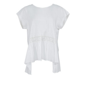 K21-130_WHT-00 White Shirt With Lace And Peplum