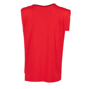 K21-35_RED-01 One-Sleeve Red Top