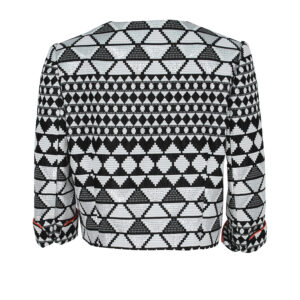 503001-01 Black And White Buttonless Jacket
