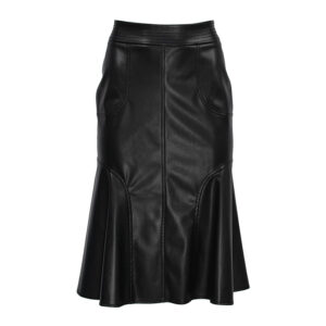 073.00.01.011-00 Faux-Leather Black Midi Skirt