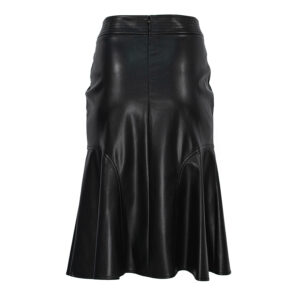 073.00.01.011-01 Faux-Leather Black Midi Skirt