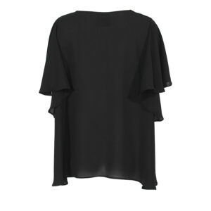 2104022-01 Ruffled Sleeve Black Blouse