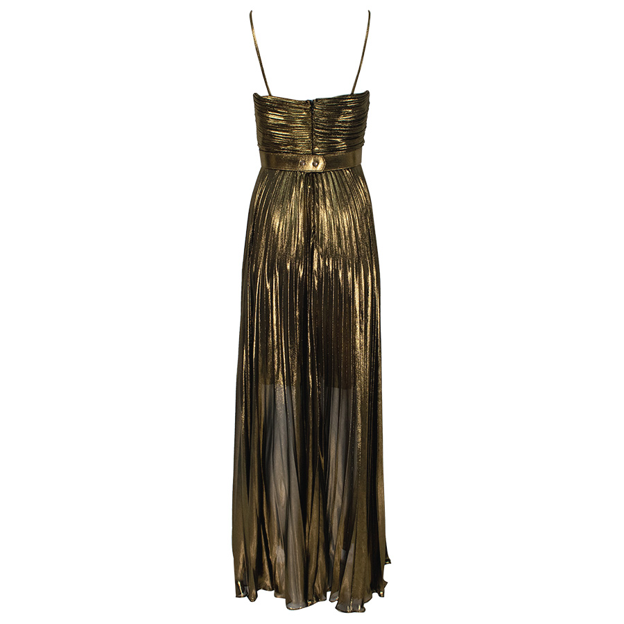 073.50.03.015-01 Pleated Bronze Dress With Belt Forel