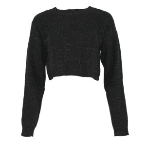 21203313B_BLK-00 Cropped Knit Shimmering Black Sweater