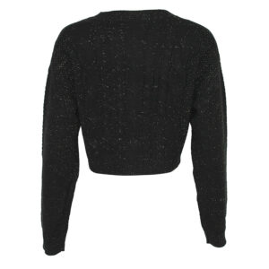 21203313B_BLK-01 Cropped Knit Shimmering Black Sweater