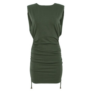 1G1763Y7VL_XA4-00 Accadia Κοντό Πράσινο Φόρεμα Με Σούρες Pinko