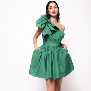 1N13JW8173_X63-mdl Giuggiolo Πράσινο Κοντό Έξωμο Φόρεμα Pinko